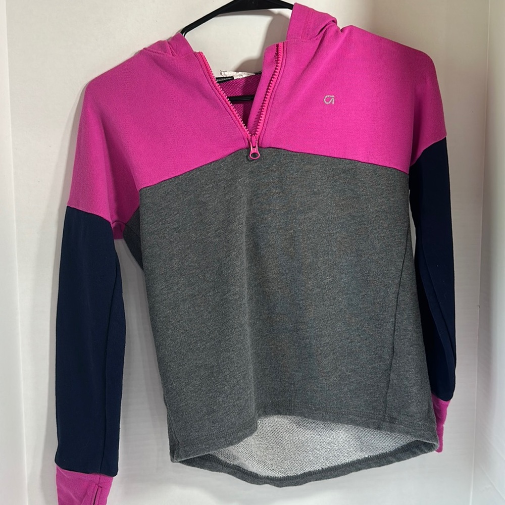Gap fit purple gray girls hoodie size medium quarter zip